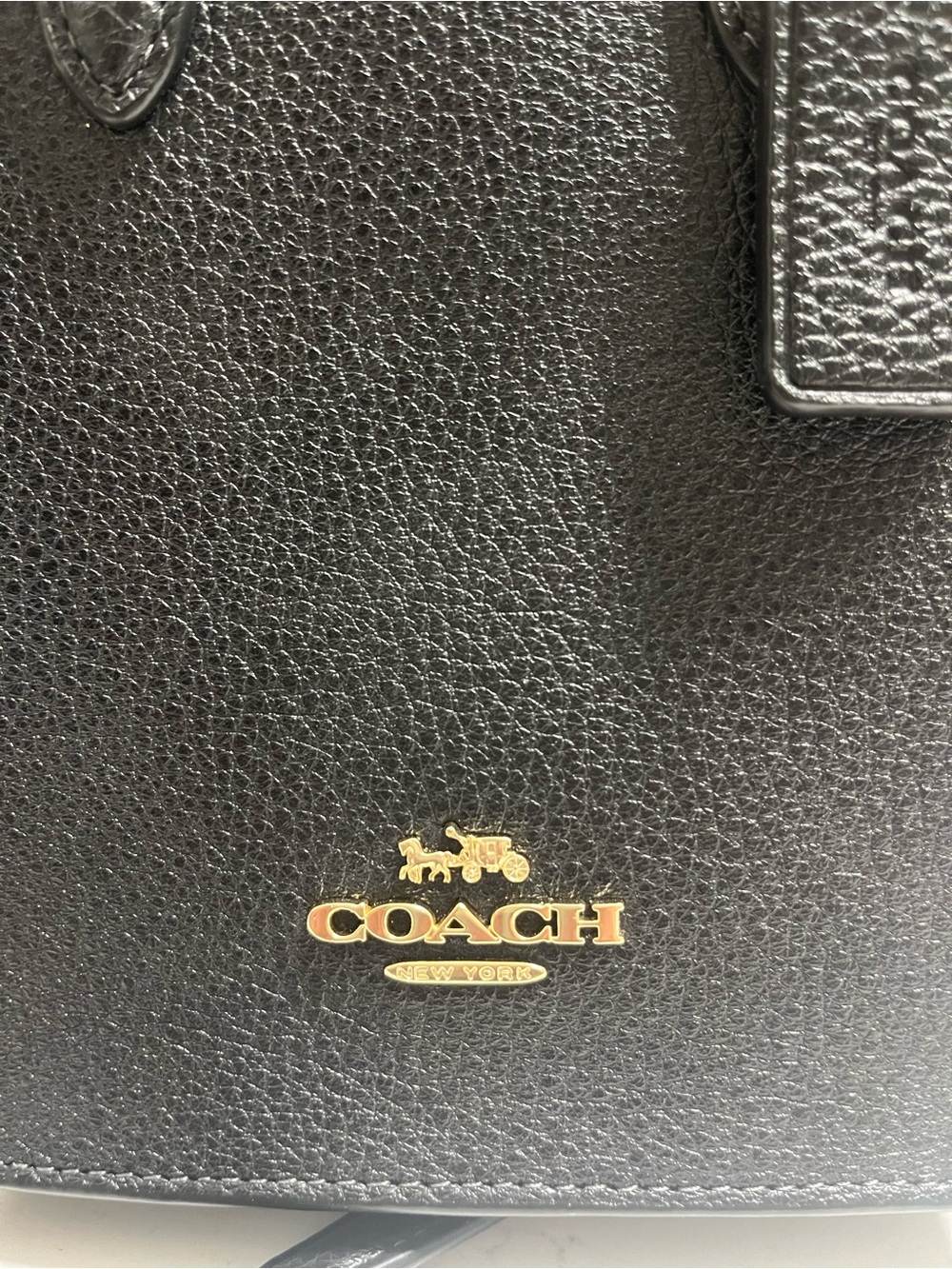 Coach North South Mini Tote Bag Black Pebbled Leather - Picture 5 of 8